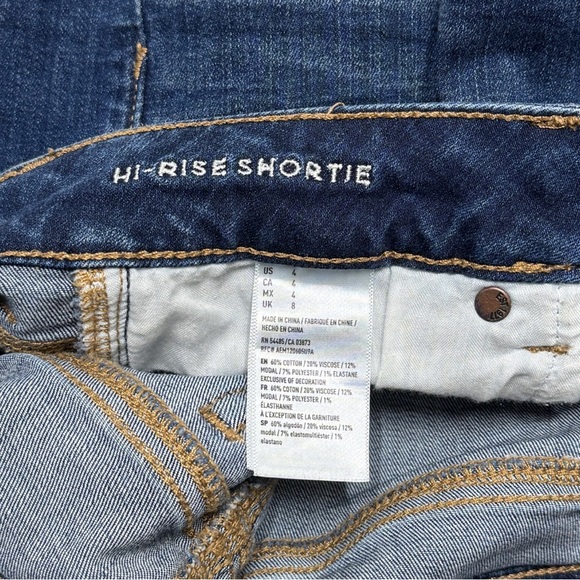 {AE American Eagle} "Hi Rise Shortie" Bootie Micro Mini Stretch Denim Shorts - Picture 4 of 5